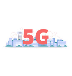 5g Typographic Header With Cityscape