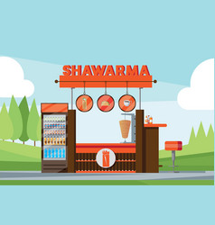 Fastfood Kiosk With Shawarma Text