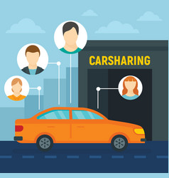 Friends Car Sharing Concept Background Flat Style