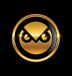 Golden Owl Head Symbol Logo Sign