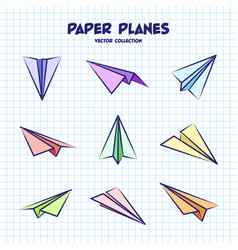 Hand Drawn Planes On Checkered Paper Sheet School