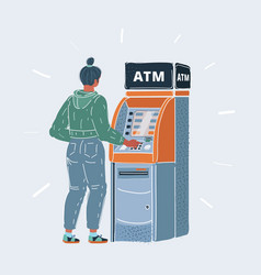 Woman Using Cash Atm