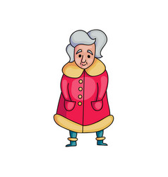 Cute Tired Old Senior Woman In Winter Coat