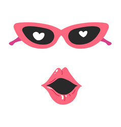 Funny Face Open Mouth And Heart Shaped Glasses