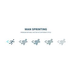 Man Sprinting Icon In 5 Different Style Outline