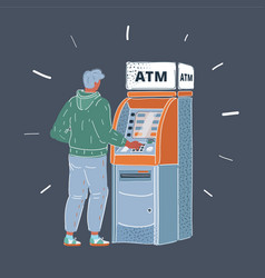 Man Using Cash Atm Machine