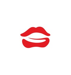 Simple And Clean Red Leaf Beauty Woman Lips Logo