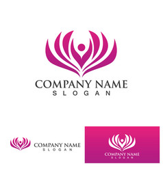 People Yoga Health In Lotus Flower Logo