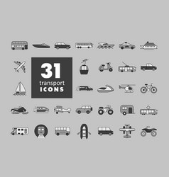 Transportation Grayscale Icon Set Isolated