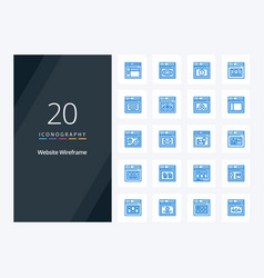 20 Website Wireframe Blue Color Icon