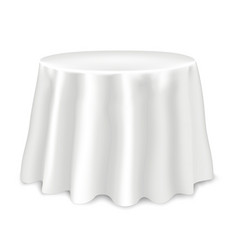 Round Table Covered With Blank Tablecloth