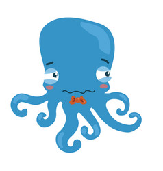 Cartoon Octopus A Little Sad Octopus