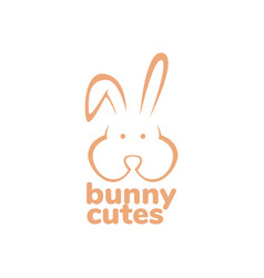 Cute Bunny Rabbit Face Fat Logo Design Graphic