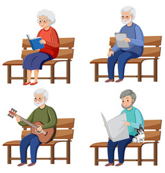 Isolated Old People Sitting On The Bench