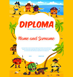 Kids Diploma Cartoon Fruit Pirates Characters