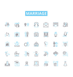 Marriage Linear Icons Set Vows Commitment