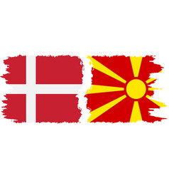 Northern Macedonia And Denmark Grunge Flags