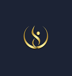 Wellness Abstract People Gold Logo