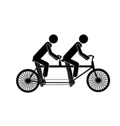 Monochrome Pictograph Of Men In Tandem Bicycle