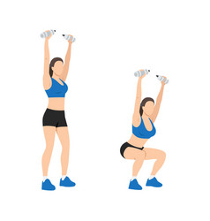 Woman Doing Overhead Water Bottle Squats Exercise