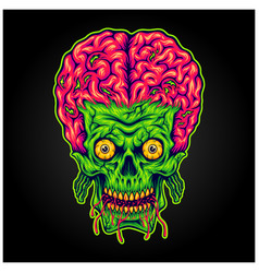 Creepy Head Skull Zombie Monster Head Logo Cartoon