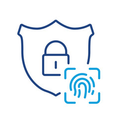 Fingerprint With Shield And Lock Line Icon