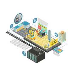 Taxi Future Gadgets Isometric Infographics