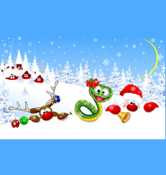 Santa Claus Snake And Reindeer