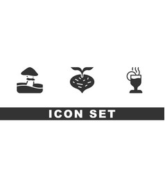 Set Mushroom Beet And Mulled Wine Icon