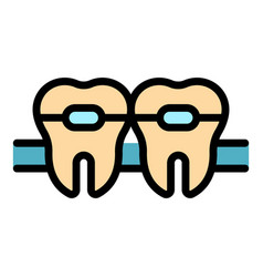 Teeth Braces Icon Color Outline