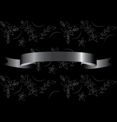 Black Floral Mourning Pattern With Blank Ribbon