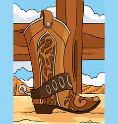 Cowboy Boots Colored Cartoon