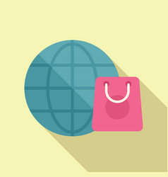 Online Global Store Icon Flat Buy Shop