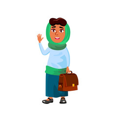 Kind Smiling Arabic Woman Waving To Greet Partner