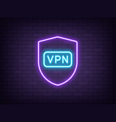 Outline Neon Vpn Icon Violet Blue Glowing