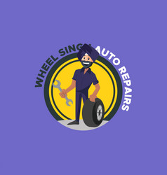 Wheel Singh Auto Repairs Mascot Logo