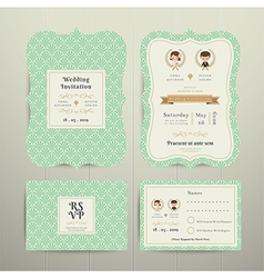 Art Deco Cartoon Couple Wedding Invitation Card