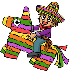 Cinco De Mayo Child Riding Pinata Cartoon Clipart