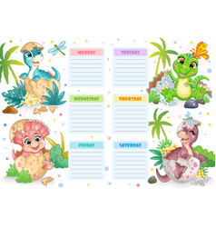 Cute Four Dinosaurs Ready To Print Weekly Planner