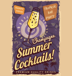 Champagne Cocktail Retro Poster Cocktail Lounge