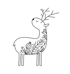 Hand Drawn Christmas Line Winter Deer