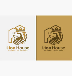 Lion House Logo Design Abstract Minimalist House