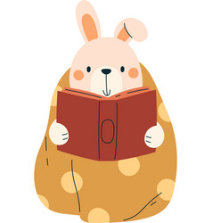 Rabbit Wrapped In Blanket Reading Book