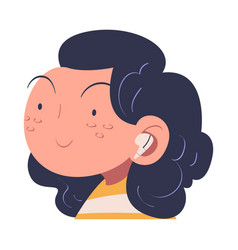 Woman Character With Earphones Listening