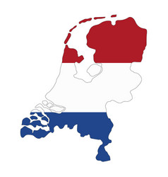 Netherlands Map Silhouette With Flag Isolated