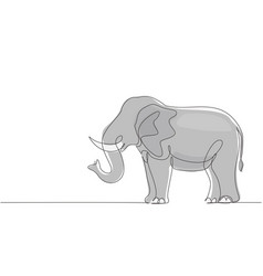 Single One Line Drawing African Elephant Wild