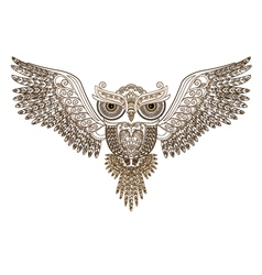 Tattoo Owl With Spread Wings