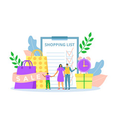 Family Buy With Shopping Purchase List Concept