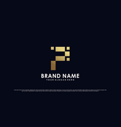 Golden Gradient Letter P Logo Design For Company