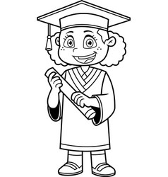 Outlined Graduate Girl Cartoon Character